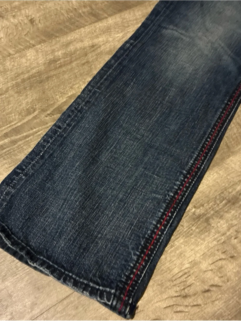 Vintage Rock Revival DAN Straight Jeans Men’s SZ 42 Blue Red Used Rare